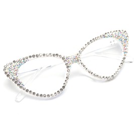 bullabulling Cat Eye Crystal Rhinestone Reading Glasses for Women Sparkling Eyewear Frames Female Trendy bling Diamond Reader