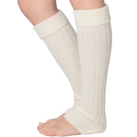 Isadora Paccini Women's Ribbed Knit Leg Warmers Sophisticated Simplicity Ivory One Size, LW15-IVORY-T1
