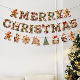 Gingerbread Christmas Decorations, Merry Christmas Banner, Gingerbread Decor, Christmas Decorations, Ginger Bread Christmas Decor, Gingerbread Ornaments, Gingerbread Man Banner, Gingerbread Decoration, Made of Paper