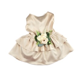 House of Furbaby Wedding Flower Dog Dress | The Rustica | Dog Wedding Dress | Satin Dog Dress (Light Beige, 3XLarge- (35-48 lbs))