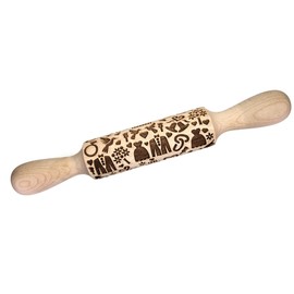 Impress Bakeware – Embossed Rolling Pin with Wedding Pattern in Natural Beech Wood, Laser-Engraved for Crisp Designs, Use with Dough, Soap, Clay & More, 13" Total Length, 5.5" Embossed Barrel