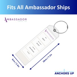 Ambassador Cruise Luggage Tag Holders [4 Pack] – Waterproof, Durable Plastic with Steel Loops – Fits All Ambassador Ships for Cruising in 2024, 2025 and 2026