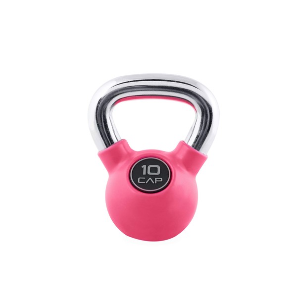 CAP Barbell Colored Rubber Coated Kettlebell with Chrome Handle, 10 lb (SDKR-010C)
