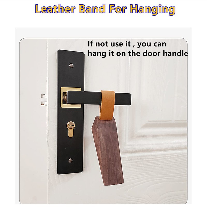 Door Stopper, Soild Walnut Wood Doorstop Wedge, Non-Slip Door Stops