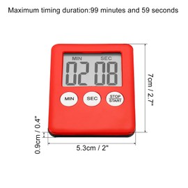 PATIKIL Digital Timer, 1Pcs Small Count Down/UP Clock with Magnetic, Big LCD Display Loud Sounds Minute Second Kitchen Timer for Games, Cooking, Red