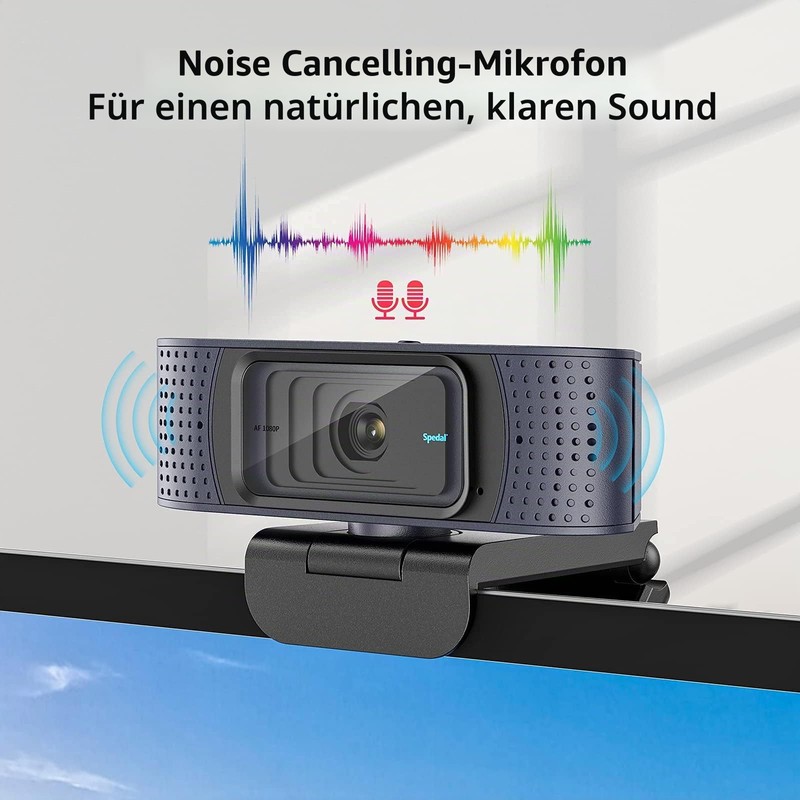 Spedal 1080p Full HD Webcam with Auto Focus, Dual Microphone