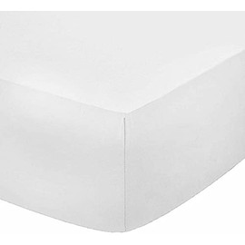R&Z Plain Luxury Polycotton Fitted Sheet Single, Double, King, Super King, 4FT (Single, White)