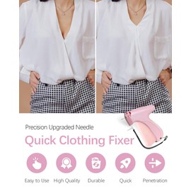 Stitchy Quick Clothing Fixer – Instant Stitch Tool for Clothes, Pink Portable Stitch Gun with 5 Needles & 2000 Fasteners, Quick Hemming, Tagging & Repair for Denim, Curtains, Quilts