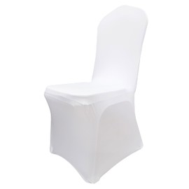(White) - Stretch Spandex Dining Chair Cover Covers for Wedding Banquet Dining Room (White)