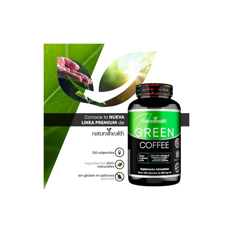 Natural Health Green Coffee Frasco 120 Cápsulas 500mg Ingredientes Naturales