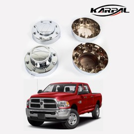 KARPAL Front and Rear Wheel Center Hubcap Compatible with 2011-2018 Ram 3500 1-TON Dually DRW, Alcoa Alloy, (2Pcs Front), (2Pcs, Rear)