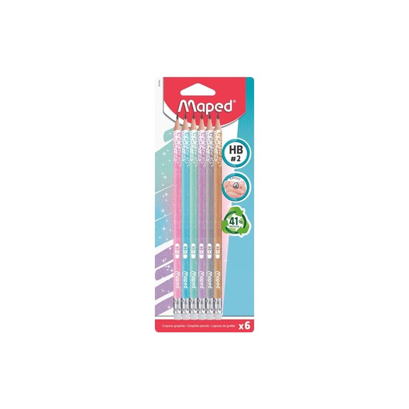 Maped - 6 x ergonomic three-sided pencils Black'PEPS with glitter