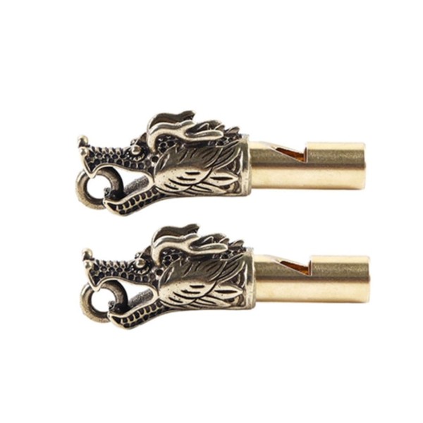Handmade Brass Dragon Head Whistle Keychain, Outdoor Emergency Whistle Strong