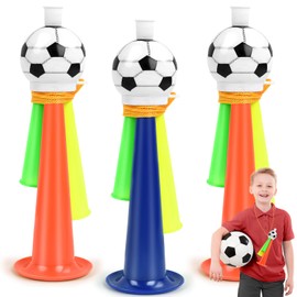 Vuvuzela Football Horn, Pack of 3 Vuvuzela, Loud Football Fan Horn, Fan Bun Football, Small Football, for Children, Football Fans, for Football Theme Party, World Cup, Random Colour (19 cm)