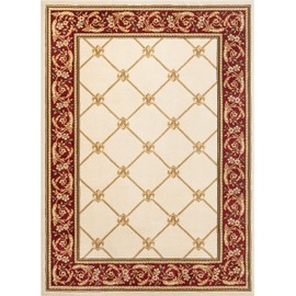 Patrician Trellis Ivory Lattice Area Rug European French Formal Traditional Area Rug 7' x 9' Easy Clean Stain Fade Resistant Shed Free Modern Classic Contemporary Thick Soft Plush Living Dining Room