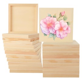 ABuff 20 Pack Wood Panels 8x8 Wood Panel Boards Unfinished Wooden Canvas Boards for Painting, Square Wooden Panels for Painting Crafts, Pouring, Arts Use with Oils, Acrylics