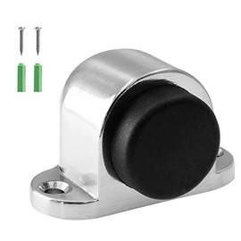 Tope de piso resistente de 1.3 Pulgadas / 33mm, tope de puerta de montaje en el piso con tapón de goma silencioso, acabado cepillado de acero inoxidab
