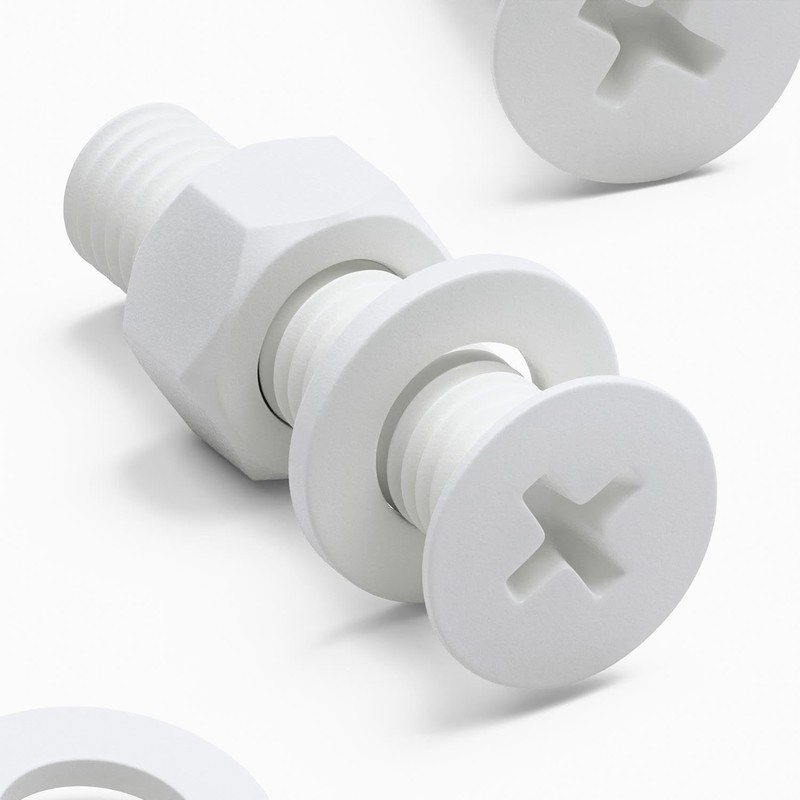 20 x White Countersunk Screws Polypropylene (PP) Plastic Nuts and