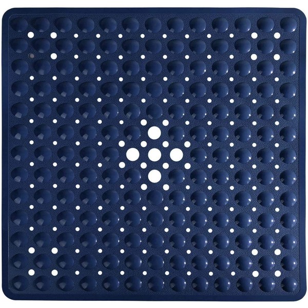 Yimobra Shower Mat, Non-Slip Shower Mat with Suction Cups, Safety Mildew Resistant Bath Mat with Drainage Holes, Non-Slip Shower Mat, BPA Free, Machine Washable, 53 x 53 cm, Navy Blue