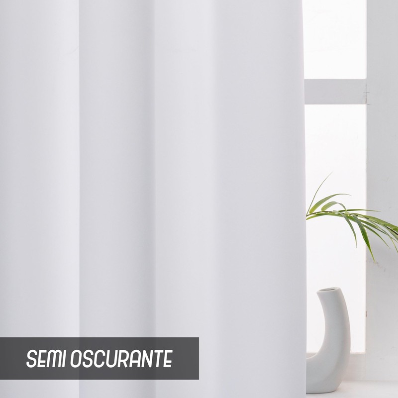 GIRASOLE HOME Coppia Tende Fiji Bianche Semi Oscuranti Termiche Morbide