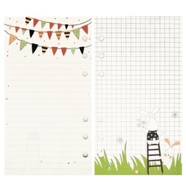 Zelten 40 Sheets 80 Pages Colorful Loose Leaf Punched Paper Refills Paper for 6 Hole Binder Personal Organizer Diary Notebook Refillable Planner (A6, Bunny Ruled & Squared)