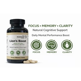 Lion’s Mane Capsules 200mg (10:1 Extract) – 120 Capsules (4 Month Supply) – with Vitamin B1 & Black Pepper – Mushroom Shop