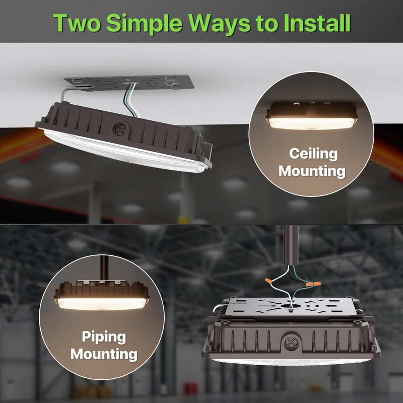 Glitgate LED Canopy Light with Motion Sensor: 100W/80W/60W Adjustable Outdoor