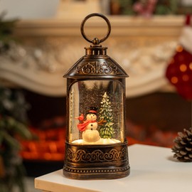 Christmas Snow Globe Lantern, Glitter Lighted Snowman Cardinal Snow Globe with Music,Musical Christmas Decorations USB and Battery Operated, Christmas Decor