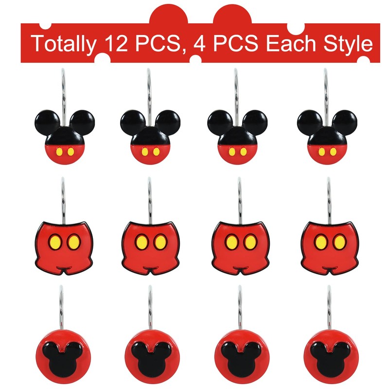 CTOHN 12 Pieces Mouse Shower Curtain Hooks Rings, Mouse Theme