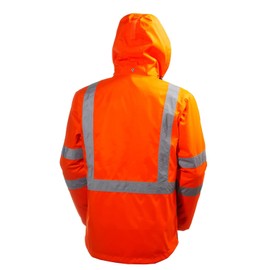 Helly-Hansen Alta High Visibility Waterproof Shell Jacket for Men - Class 3 Rain Jacket - Detachable Hood & Napoleon Pocket - 269 Hv Orange/Charcoal - Medium