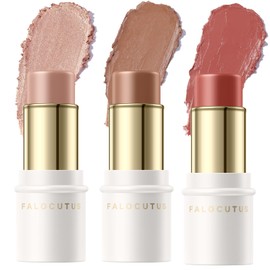 FALOCUTUS 3 Pcs MEDIUM Contour Stick Set,Cream Blush & Highlighter Bronzer Pen,Long Lasting & Smooth Natural Face Contouring Illuminator,Professional Makeup Kit for All Skin