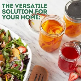 Wide Mouth Mason Jars 16 Oz (2-Pack) with Metal Airtight Lids & Bands, Glass Jars for Fermenting, Pickling, Preserving, Meal Prep, or DIY Decors and Projects