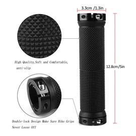 PLATT Bike Handlebar Grips with Aluminum Lock Non-Slip Rubber Bicycle Handle Grip for MTB/BMX (White)