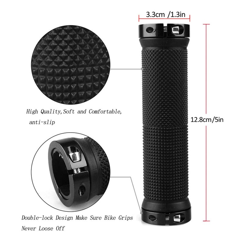 PLATT Bike Handlebar Grips with Aluminum Lock Non-Slip Rubber Bicycle