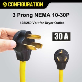 LAVANDINO 3 Prong Dryer Y Splitter 2.9 FT, NEMA 10-30P Male to Two 10-30R Female, 30 Amp 250 Volt Y Adapter Cord for Dryer Outlet and Level 2 EV Charging