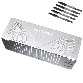 HAUTMEC Flex Angle & Arc Marking Tool, Multi-Functional Square Tube Scriber for Square Tube, Right Angle Ruler with 5 PCS Marking Pen (Small Size 20-65) - HT0457