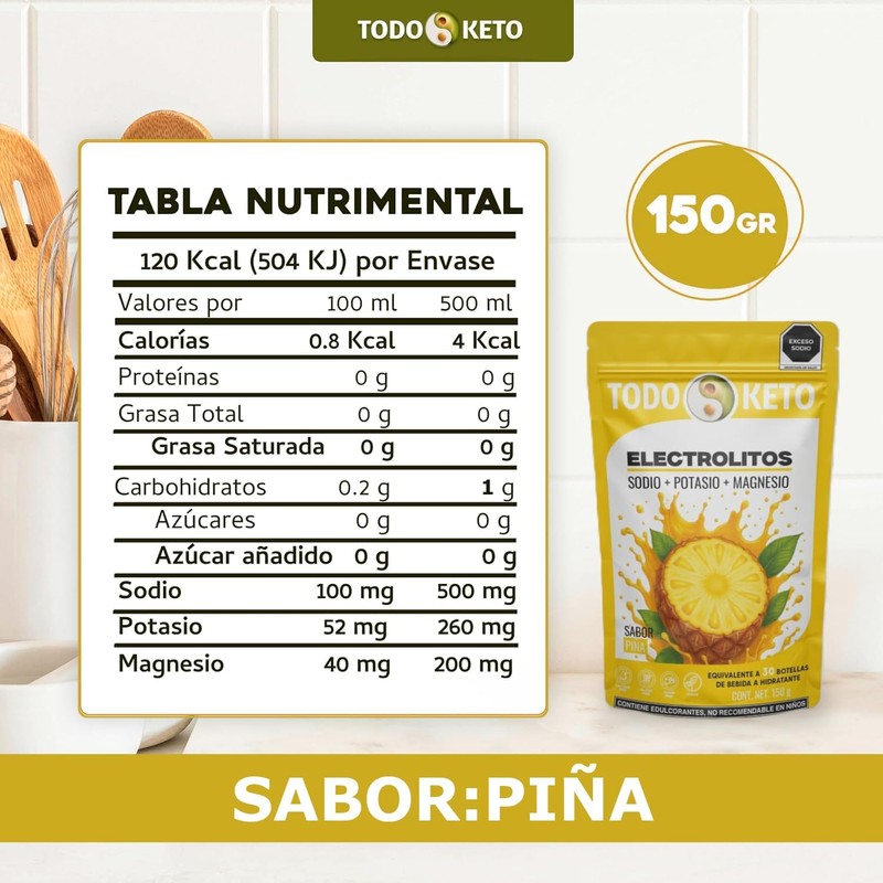 TODO KETO Electrolito Polvo Sin Azúcar (150g) - Paquete de