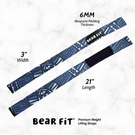 Bear Fit | Premium Weight Lifting Straps with Neoprene Wrist Padding | Heavy-Duty Gym Accessories for Deadlifts, Pull-Ups, Rows & Strength Training (Arctic Maze)