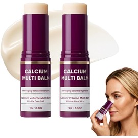 2Pzs Bálsamo Multi Volumen de Calcio, Calcium Multi Balm Barra De Cuidado De Ojos, Barra Hidratante De ColáGeno, Extracto De Colágeno Y Elastina, Anti-Aging Collagen Moisturizing Stick para Ojos, Cuello y Rostro