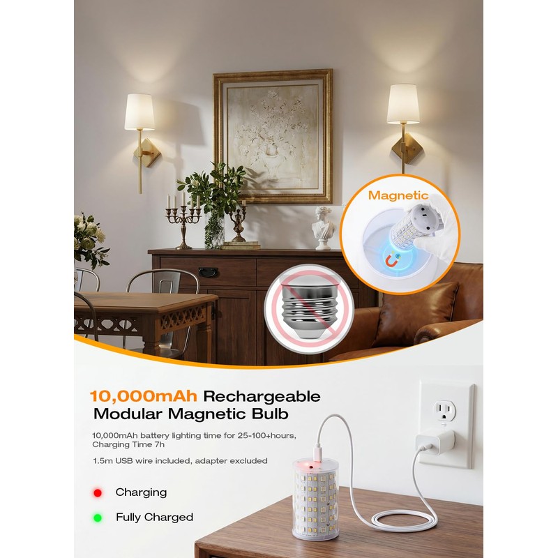 CLOUDY BAY 10000mAh Battery Operated Wall Sconces,Up to 100 Hours