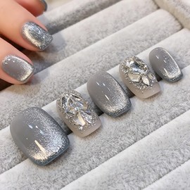 Domiya Nail Tips, 24 Pieces, Ballet, Very Short, Popular, False Nails, Cute, Fake Nails, 3D Nails, Round Tip, Fashion Nails, Wedding, Bride Nail (MZ140)