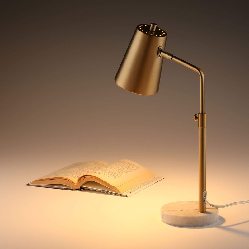VONLUCE Gold Desk Lamp with LED Bulb Adjustable, Antique Brass