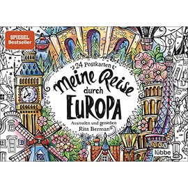 Meine Reise durch Europa: Ausmalen und genießen. 24 Postkarten