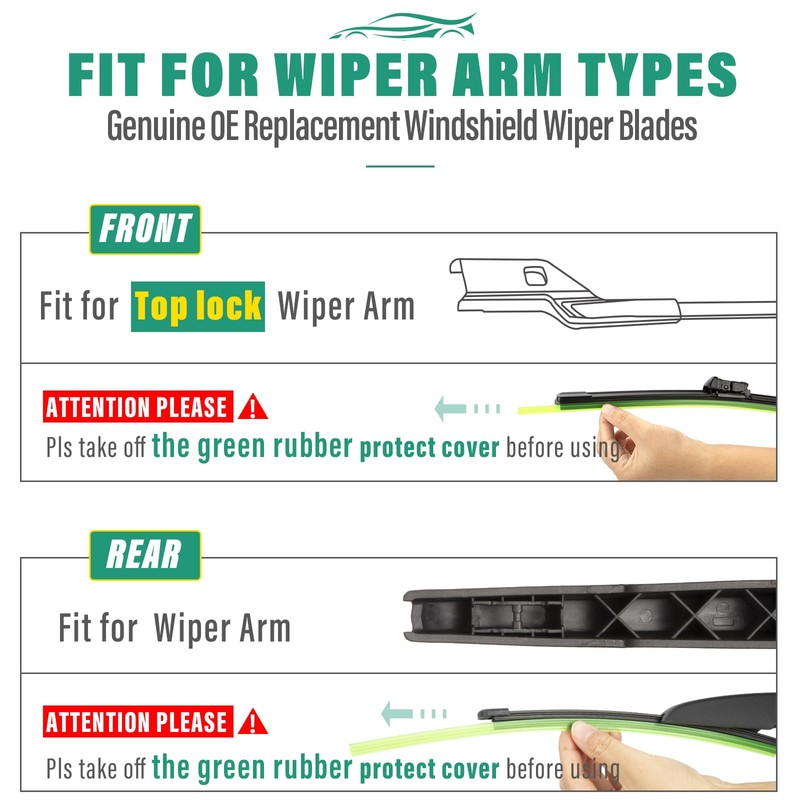 24" 19" 12" Windshield Wiper Blades Replacement for Honda Civic