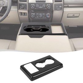 Voodonala for Ford F250 F350 F450 F550 XL XLT Center Console Water Cup Holder Panel Cover Compatible with Ford F250/F350/F450/F550 2017-2022(Carbon Fiber Black,ABS,1Pc)