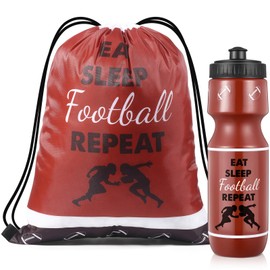 Talltalk Football Water Bottle 24oz Football Plastic Water Bottle with Drawstring Bag Football Party Favors Sports Water Bottles for Men Sports Lovers Football Gifts Fall Sports(1 Pcs)