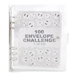 100 Envelope Challenge Binder, Cash Saving Challenge Box Set, Cash Budget Savings Binder, Budget Binder for Money Saving Challenge for Budget Planner (Smile)