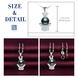 Yumilok 925 Sterling Silver Women's Necklace with Freshwater Cultured Pearl and Zirconia Angel Guardian Angel Pendant Necklaces Necklace for Women Girls, Sterling Silver Pearl, Cubic Zirconia