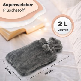 Mouji® Premium Hot Water Bottle with Warm Cover Fluffy 2 L Thermophor Hot Water Bottle, Hot Water Bottle, Bed Bottle for Adults, Hot Water Bag, Hot Water Bottle