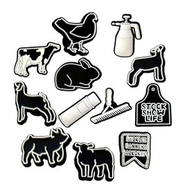 MOKADON 12 Pcs Livestock Farm Shoe Charms, Shoe Decoration Party Gifts For Boys, Girls, Kids, Women. (12Pcs Livestock)